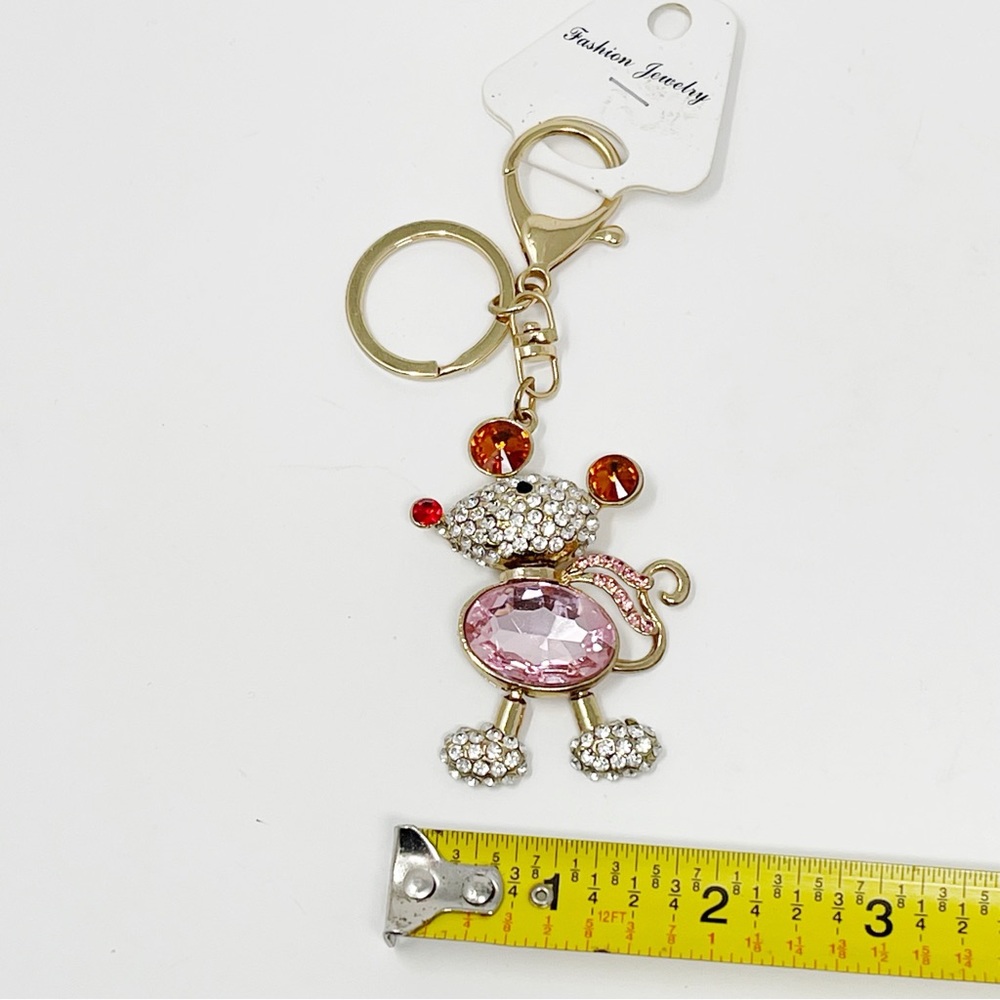 NWT Crystal Mouse Rhinestone-Adorned Keychain Purse Handbag Charm Key-Chain - Picture 8 of 8